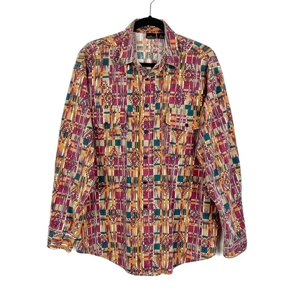 VTG The 45th West Collection Mens Button Down Shirt L Southwestern City Chic - Picture 3 of 9